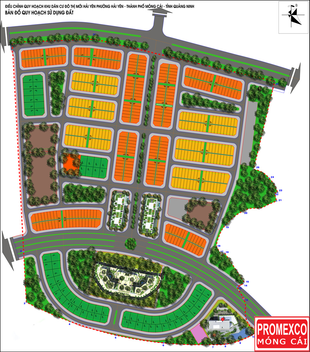Sơ đồ Quy hoạch sự dụng đất Khu đô thị Promexco Móng Cáii Sơ đồ Quy hoạch sự dụng đất Khu đô thị Promexco Móng Cáii